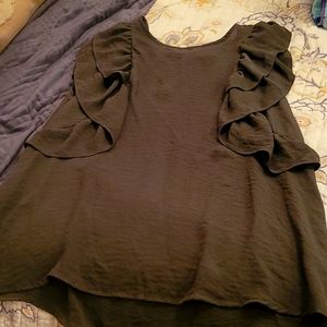 Green ruffle blouse